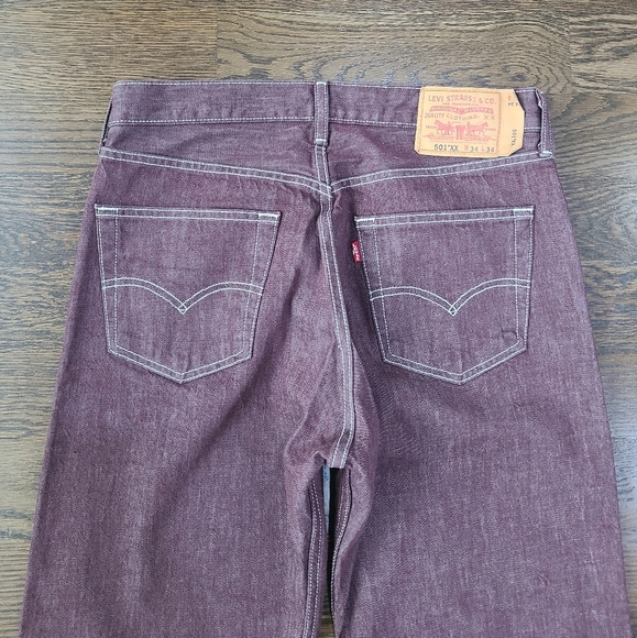 Levi's 501 XX  Denim Men's Jeans Burgundy Color Sz.34×34 - Picture 5 of 10